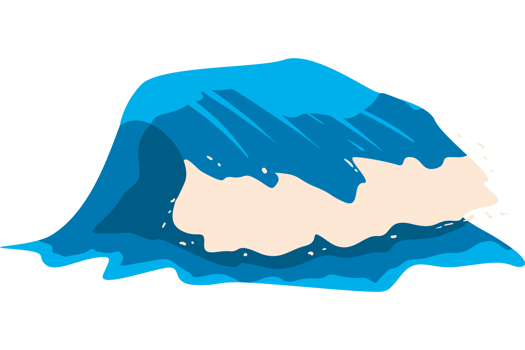 A cartoon wave with a blue background png