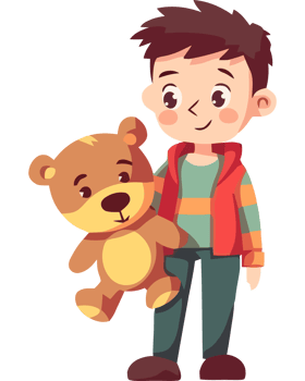 A boy holding a teddy bear png