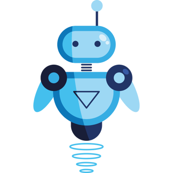 A robot with a blue background and a blue light png