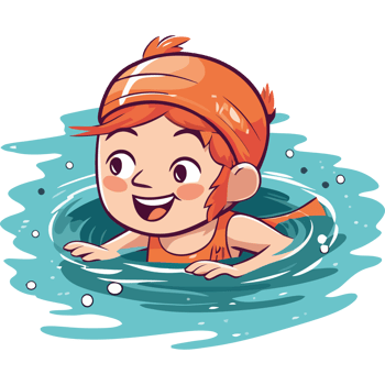 A cartoon boy swimming in the water png
