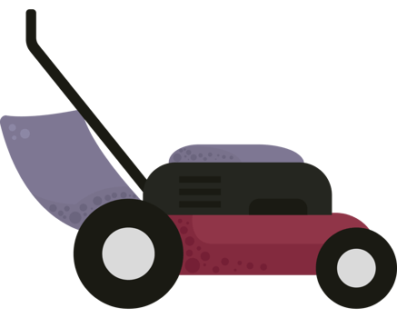 A lawn mower is shown on a black background png