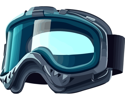 A cartoon ski mask with goggles on it png