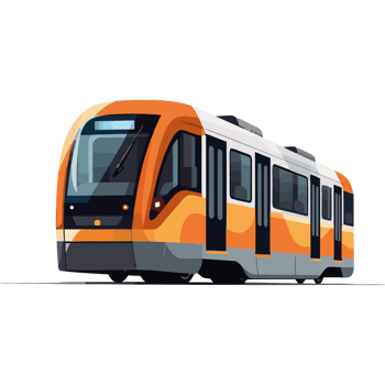 An orange and white train on a black background png