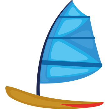 A sailboat with a blue sail on a black background png