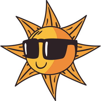 Sun with sunglasses clipart png