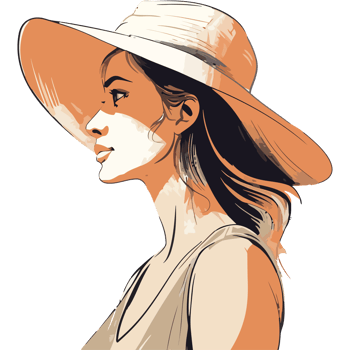 A woman in a hat is shown in this illustration png