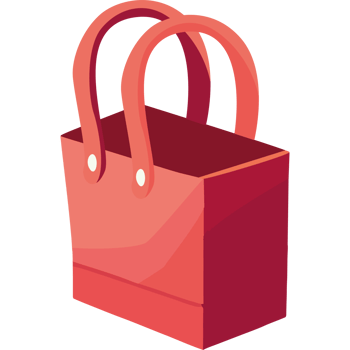 A red shopping bag on a black background png