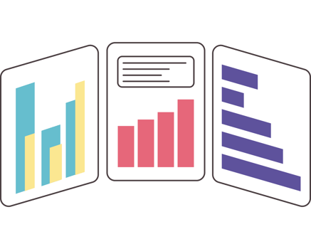 Three different types of graphs and charts png
