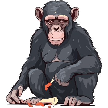 A chimpanzee eating a piece of food png