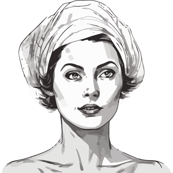 A woman with a towel on her head png