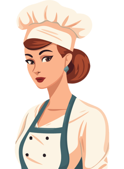 A cartoon woman in a chef hat png