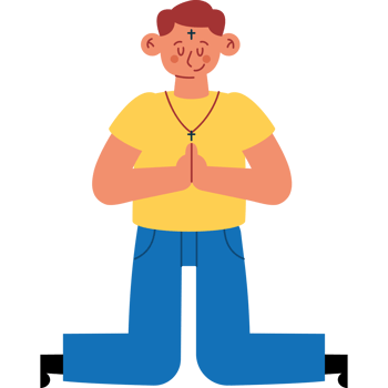 A man praying with his hands crossed png