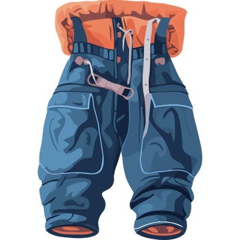 A pair of blue jeans with orange pockets png