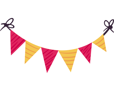 A colorful bunting with bows hanging from a black background png