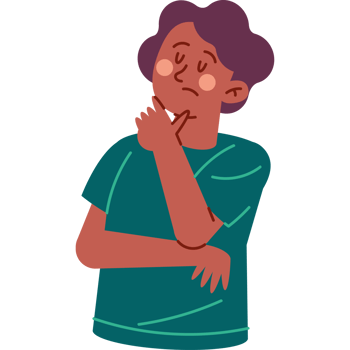 An illustration of a woman thinking png