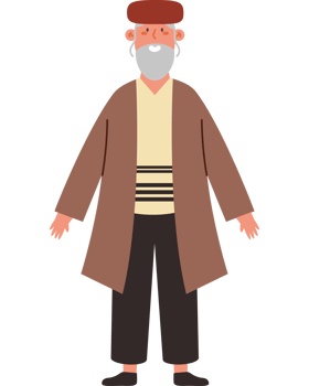 An old man in a brown coat and hat png