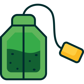 A green tea bag with a yellow tea bag png