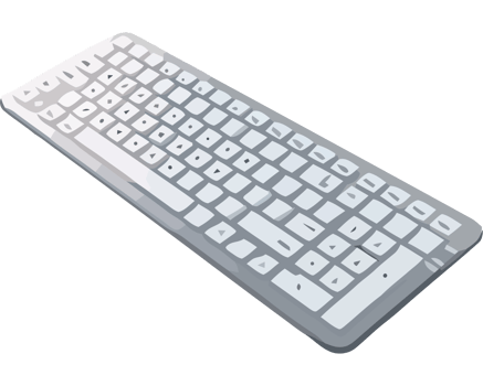 A white keyboard is shown on a black background png