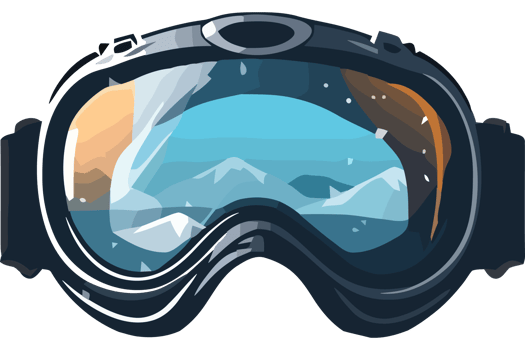 An image of a ski mask with snow and mountains png