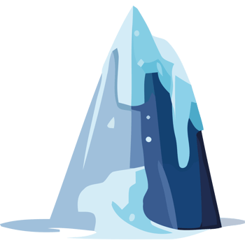 An ice mountain with a large amount of snow on it png