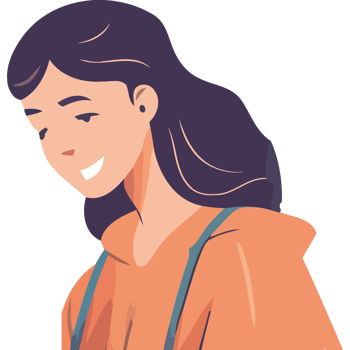 A girl with long hair and an orange hoodie png