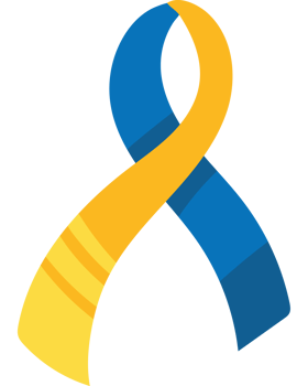 A yellow and blue ribbon on a black background png