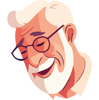An old man with glasses and a beard png
