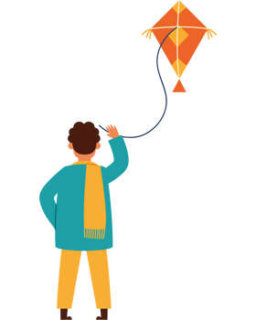 A man is flying a kite with a string png