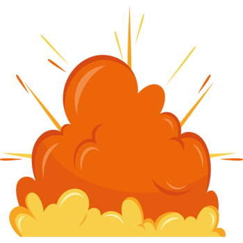 An orange explosion with a cloud of smoke png