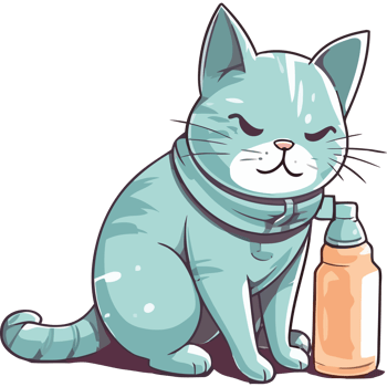 A cartoon cat with a bottle of water png