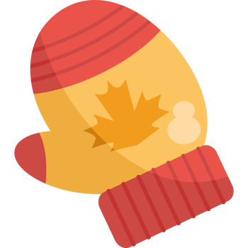 A mitten with a maple leaf on it png