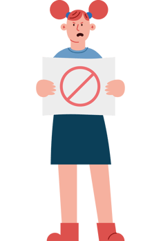 A cartoon girl holding a sign with a no sign png