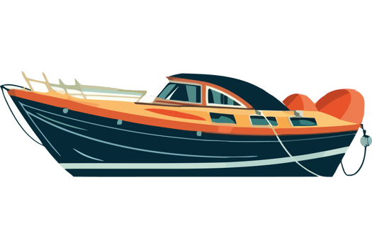 A boat with a black and orange color scheme png