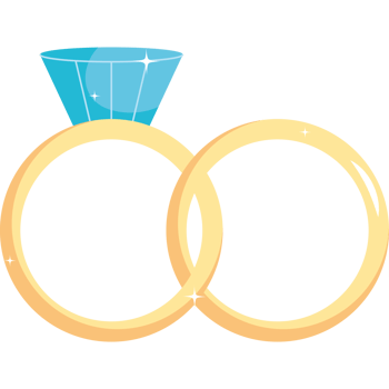 Two wedding rings with a diamond on each png