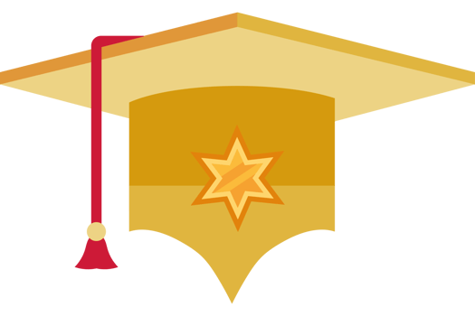 A graduation cap with a star on it png