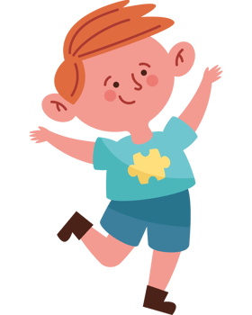 A cartoon boy jumping with his arms out png