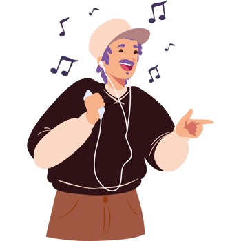 A cartoon man with headphones and a microphone png