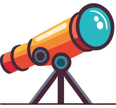 A cartoon telescope on a stand png