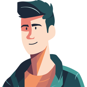A cartoon man with a black shirt and green jacket png