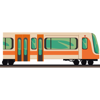 An orange and white train on a black background png