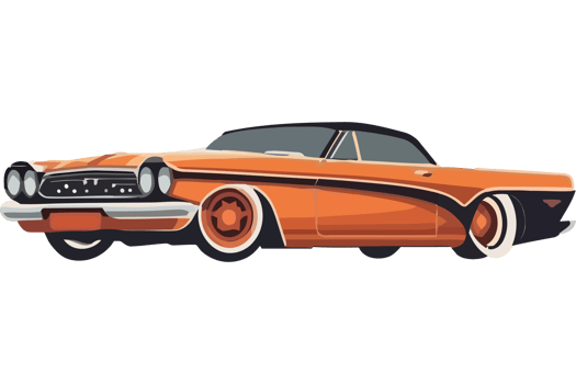 An orange classic car on a black background png