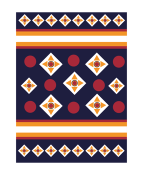 A blue and orange pattern with red and white dots png