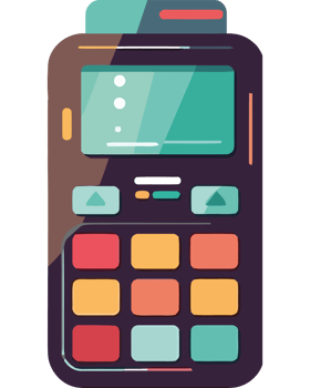 A colorful calculator icon on a black background png