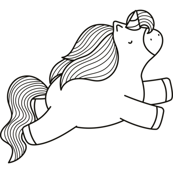 A black and white drawing of a unicorn png
