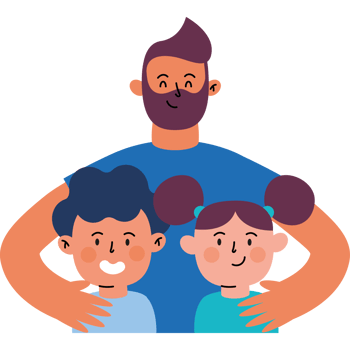 Father and children with a beard png