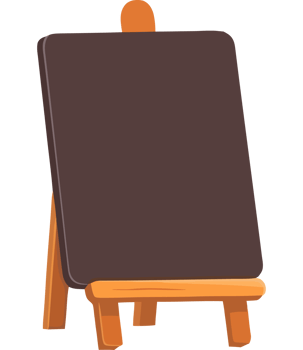 A blackboard with a wooden stand png