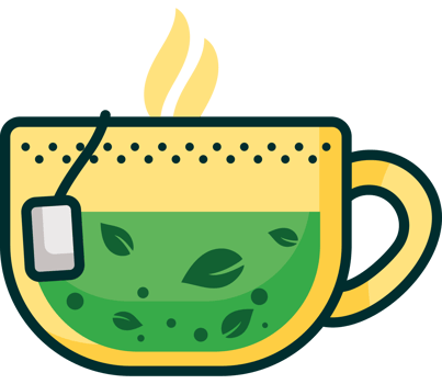 A cup of green tea with a tea bag png
