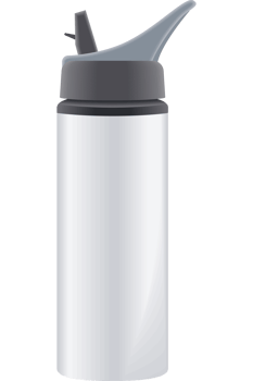 A white water bottle with a black lid png