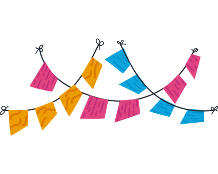 A group of colorful flags hanging on a string png