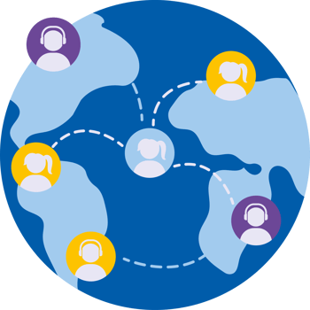A globe with people connected to each other png